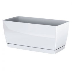 Podłużna doniczka z podstawką Coubi 24 x 12 cm - Ziołówka - Biała - Prosperplast
