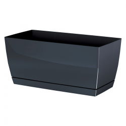 Podłużna doniczka z podstawką Coubi 24 x 12 cm - Ziołówka - Grafit - Prosperplast