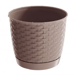 Okrągła doniczka z podstawką Ratolla - 14,5 cm - mocca - Prosperplast