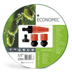 Wąż ogrodowy ECONOMIC 1/2", 15m - komplet przyłączy - CELLFAST