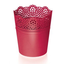 Osłonka ażurowa Lace - koronkowe wykończenie - 18 cm - malinowa