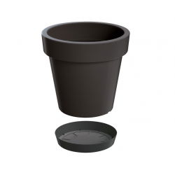 Okrągła, lekka doniczka Lofly z podstawką - 20 cm - antracyt