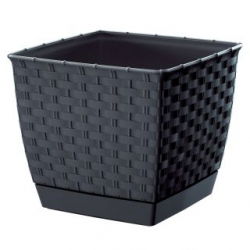 Doniczka kwadratowa + podstawka Ratolla - 14 cm - antracyt