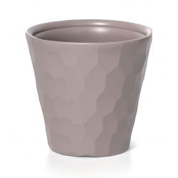 Doniczka okrągła Rocka - lekka i ozdobna - 35 cm - mocca