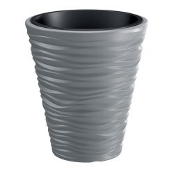 Doniczka okrągła Sand - lekka i ozdobna - 34,5 cm - kamienny szary