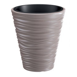 Doniczka okrągła Sand - lekka i ozdobna - 29,5 cm - mocca