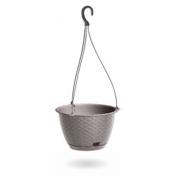 Doniczka wisząca okrągła + podstawka Ratolla - 22 cm - mocca