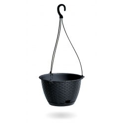 Doniczka wisząca okrągła + podstawka Ratolla - 24 cm - antracyt
