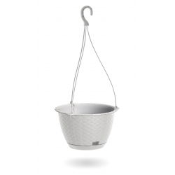Doniczka wisząca okrągła + podstawka Ratolla - 24 cm - biała