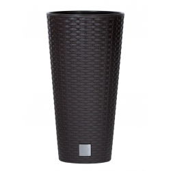 Doniczka okrągła wysoka + wkład - Rato tubus - 20 cm - umbra, ciemny brąz