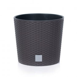 Doniczka okrągła + wkład Rato round - 20 cm - umbra, ciemny brąz
