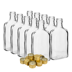 Zestaw butelek na nalewkę z zakrętkami - piersiówka - 200 ml - 10 szt.