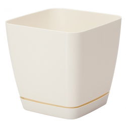 Doniczka kwadratowa + podstawka Toscana - 11 cm - kremowa