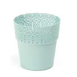 Osłonka z koronkowym wykończeniem, ażurowa Bella - 17 cm - miętowa