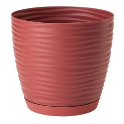 Doniczka okrągła + podstawka Sahara petit - 19 cm - marsala