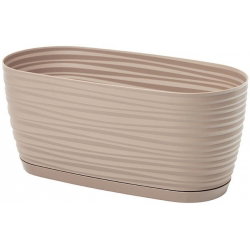 Doniczka podłużna + podstawka Sahara petit - 27 x 13 cm - szarobeżowa