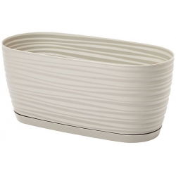 Doniczka podłużna + podstawka Sahara petit - 27 x 13 cm - jasnoszara