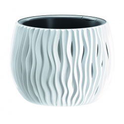 Doniczka okrągła + wkład Sandy Bowl - 18 cm - biały