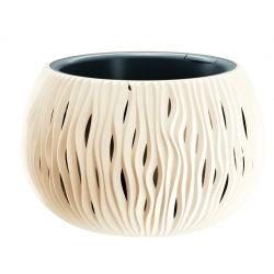 Doniczka okrągła + wkład Sandy Bowl - 37 cm - kremowy