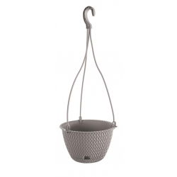 Doniczka okrągła wisząca + podstawka Splofy Round W - 23 cm - kamienny szary