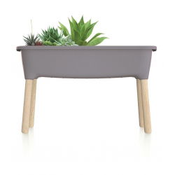 Domowy ogród na drewnianych nóżkach - Szklarenka domowa Respana Planter - 77 cm - kamienny szary