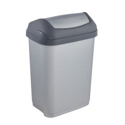 Kosz na śmieci z obrotową pokrywą - Swantje - 10 litrów - jasnosrebrny
