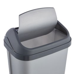 Kosz na śmieci z obrotową pokrywą - Swantje - 10 litrów - jasnosrebrny