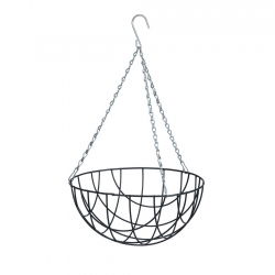 Koszyk wiszący na kwiaty - druciany - 35 cm - antracyt