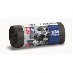 Worki na śmieci czarne - SUPERMOCNE - 35 litrów - 15 szt. - LDPE