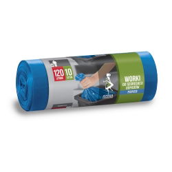 Worki na śmieci do segregacji odpadów niebieskie - PAPIER - 120 litrów - 10 szt.