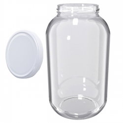 Słoje zakręcane szklane, słoiki - fi 100 - 4,25 l + zakrętka biała - 4 szt.