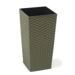 Doniczka ekologiczna z domieszką drewna - Finezja Eco - 25 cm - rattan - zielona leśna
