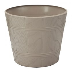 Osłonka drewnopodobna okrągła Elba - 17 cm - szarobeżowa
