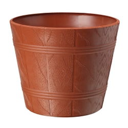 Osłonka drewnopodobna okrągła Elba + podstawka - 22 cm - terakota