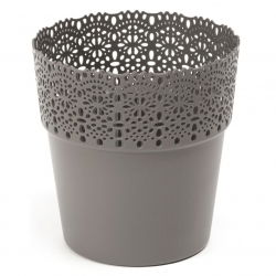 Osłonka z koronkowym wykończeniem, ażurowa Bella - 14,5 cm - antracyt