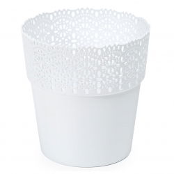 Osłonka z koronkowym wykończeniem, ażurowa Bella - 13 cm - biała