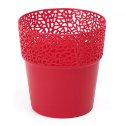Osłonka z koronkowym wykończeniem, ażurowa Rosa - 17 cm - czerwona