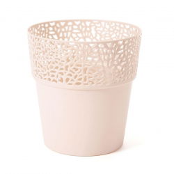 Osłonka z koronkowym wykończeniem, ażurowa Rosa - 14,5 cm - jasny beż