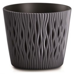 Doniczka okrągła + wkład Sandy Round - 22 cm - antracyt