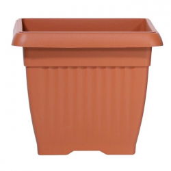 Kwadratowa doniczka zewnętrzna Terra z podstawką - średnica 24 cm - terakota