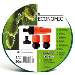 Wąż ogrodowy ECONOMIC 1/2'', 20m - komplet przyłączy - CELLFAST