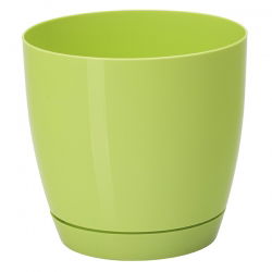 Doniczka okrągła + podstawka Toscana - 11 cm - jasnozielona