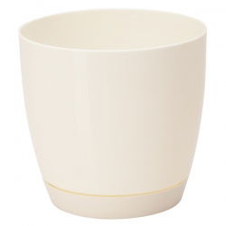 Doniczka okrągła + podstawka Toscana - 19 cm - kremowa