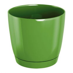Okrągła doniczka z podstawką Coubi - 21 cm - Oliwka - Prosperplast
