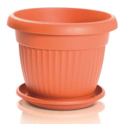 Doniczka zewnętrzna Terra z podstawką - średnica 15 cm - terakota
