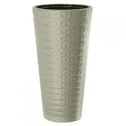Doniczka okrągła wysoka z wkładem - Diament Slim - 30 cm - jasnoszara
