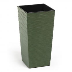 Doniczka ekologiczna z domieszką drewna - Finezja Eco - 25 cm - dłuto - zielona leśna
