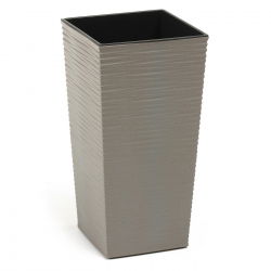 Doniczka ekologiczna z domieszką drewna - Finezja Eco - 19 cm - dłuto - szara
