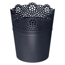 Osłonka ażurowa Lace - koronkowe wykończenie - 11 cm - antracyt