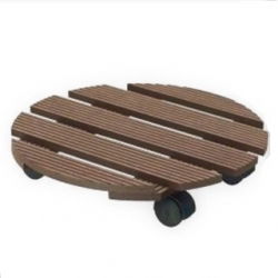 Podstawka na kółkach do przenoszenia dużych donic - okrągła - 30 cm - brąz